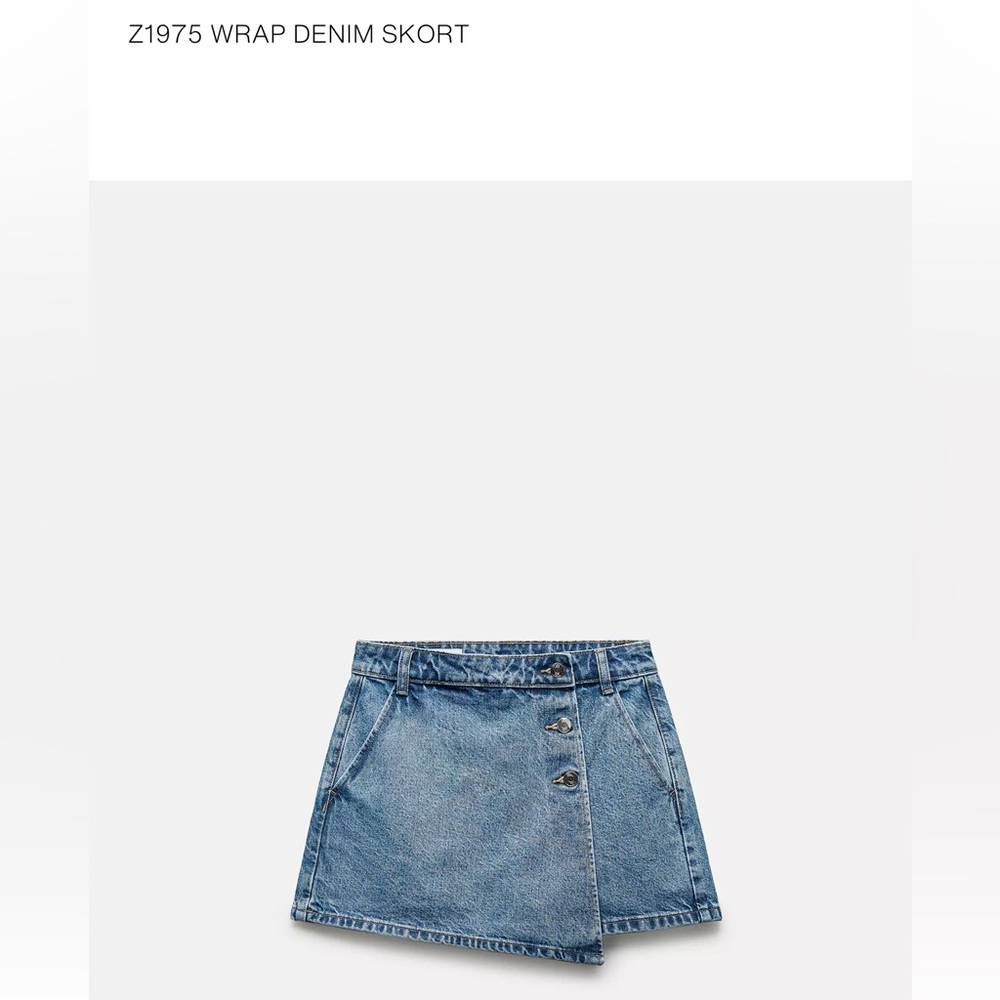 Zara Light Blue Z1975 WRAP DENIM SKORT